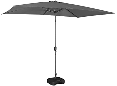 sweeek Ombrellone rettangolare 2x3m con palo centrale, Touquet, Grigio, 300x198x243 cm