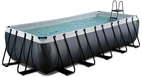 EXIT Toys Black Leather Pool - 540x250x122cm - Großer, Rechteckiger Rahmenpool mit Kartuschenfilterpumpe - Extra tiefer Pool - Starker Rahmen - Inklusive Poolleiter - Einzigartiges Design - Schwarz