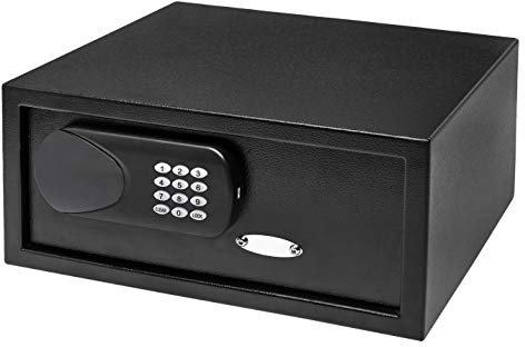 Amazon Basics Hoteltresor, elektronisches Schloss, Schwarz, 22 l