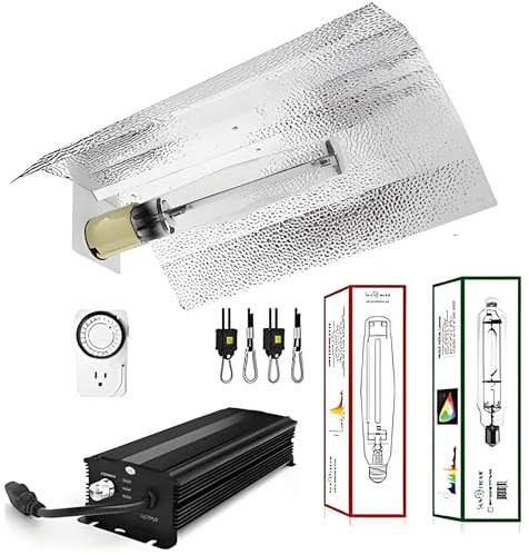 SunStream Ballast Lampe de croissance hydroponique 600 W Ballast Lampe de croissance pour plantes Spectre complet Réflecteur d'aile avec minuterie