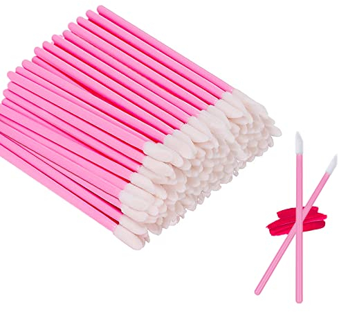100 Pcs Lip Brushes, Disposable Lipstick Brush, Lip Gloss Concealer Applicators, Lipgloss Wands for Makeup (Pink)