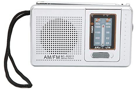Radio de Bolsillo Portátil, Am/FM Diseño Elegante Clásico, Radio Pequeña Portátil, Radio de Batería Retro Gris Plateado Radio con Pilas para el Hogar Senderismo Ciclismo Viajar