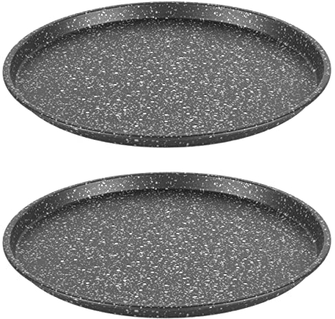 Salter COMBO-8103 Megastone Non-Stick Pizza Pan - Set Of 2 Carbon Steel Pizza Trays, 11Ø/29cm, Perforated Base For Even Cooking & Extra Crisp, Easy Clean, Lightweight Baking Sheet, Oven Safe To 220°C