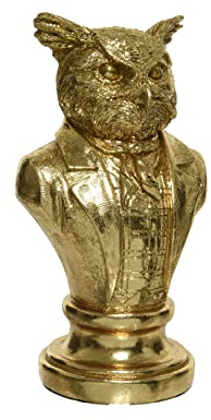 Kaemingk Uhu Figur im Frack 17cm Keramik Dekofigur Statuette im Anzug elegant Eule Gold