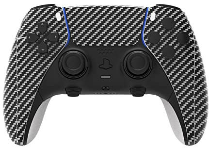 PlayVital 2 Set Skin Sticker for ps5 Edge Controller, Custom Vinyl Decal Wrap Cover for ps5 Edge Wireless Controller - Graphite Carbon Fiber