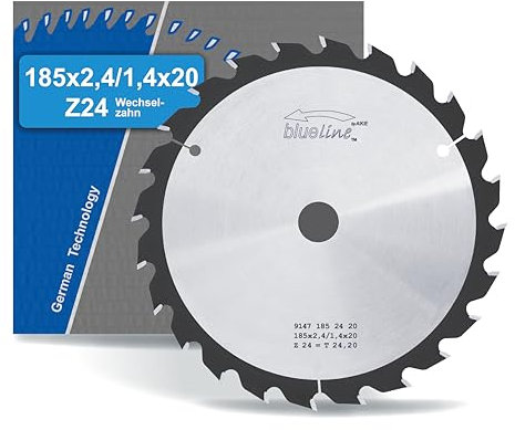 blueline by AKE Kreissägeblatt | 185x20 Z24 Wechselzahn, Hartmetall | mittel-fein | für Holz, Holzwerkstoff (auch beschichtet), Kunststoff | auf Handkreissäge, Tischkreissäge - für Mafell