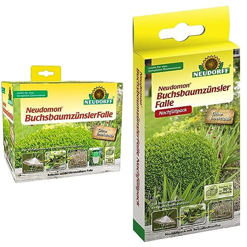 Neudorff Neudomon BuchsbaumzünslerFalle, einfach und sicher die Flugzeit der Buchsbaumzünsler-Falter kontrollieren, Set & Neudomon BuchsbaumzünslerFalle Nachfüllpack, 2 Stück