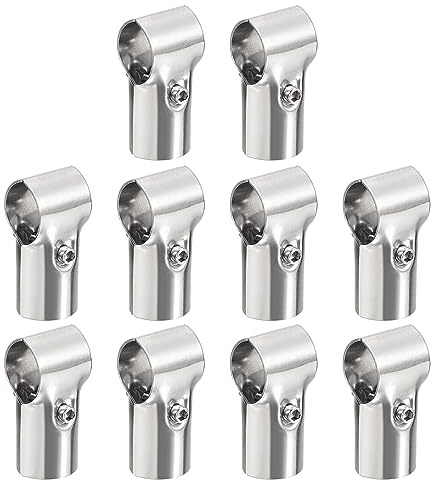 QUARKZMAN Connettore Tubo Raccordi Strutturale Giunto Morsetti 180 Gradi 2 Vie, 10 Set Inossidabile Acciaio Morsetti Binari Terminali Montaggio Angolare per Tubo OD 1-1/4 (31,75mm) Argento