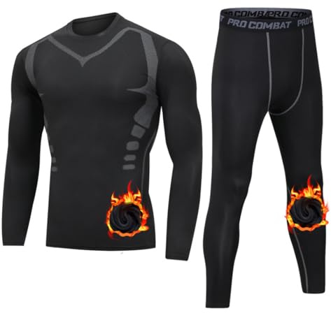 HZQIFEI Intimo Termico Uomo Set di Maglietta e Pantaloni a Compressione, Biancheria Intima Funzionale Termica Uomo per Sci Palestra Ciclismo Calcio Corsa (Stile#3, XL)