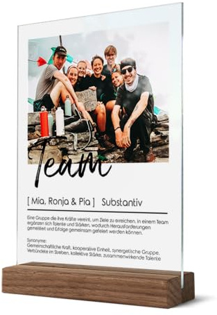 CHRISCK design Acrylglasbild Definition - Team Bild mit eigenem Foto - Persönliches Geschenk für Freunde Kollegen Mannschaft Trainer - Wandbild als Fotogeschenk zum Abschied
