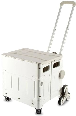 Grey Plastic Folding Craft/Sewing & Hobby Trolley with Stair Climbing Wheels