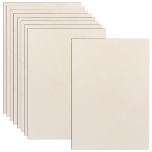 SHUESS 10er A3 Sperrholzplatte 4mm Birkensperrholz - 420 x 300 (+/- 0,4) mm Dünne Holz-Zuschnitte - Perfektes Blatt für Laubsäge, Brandmalerei, Laserschnitt, CNC Router, Durchbrochenes
