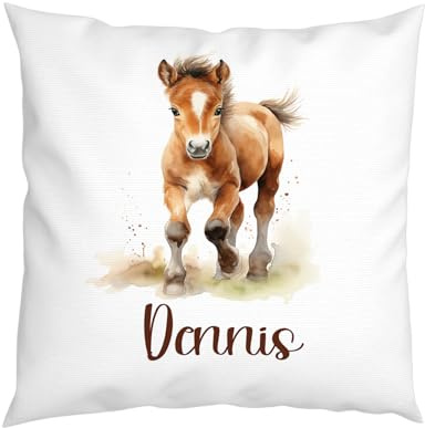 LIEBTASTISCH - Pferd Kissen - Personalisiert - Kinderkissen - Dekokissen - Tiere - Junge - Mädchen - Geschenk - 40cm x 40 cm Kissen mit Füllung. (Pferd 2)