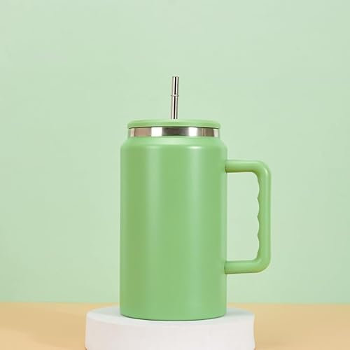 | 50oz | Stainless Steel Insulated Travel Mug | with Straw Lid and Handle | Large Capacity | Keep Cool | for Tea, Coffee, Water, ETC | Best Gift | (Lime)