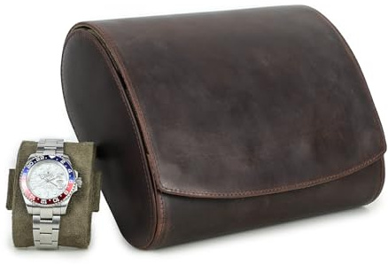 Hiram Scatola di immagazzinaggio per orologi in vera pelle per 6 orologi con cuscino rimovibile organizer di protezione portatile per orologi