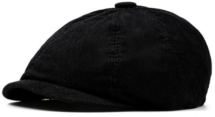 HIQIU Kord Schiebermütze Herren - 8-Panel Newsboy Cap Einfarbiger Baskenmütze - Herren Schirmmütze Malerhut Barett Cap für Frühling Herbst