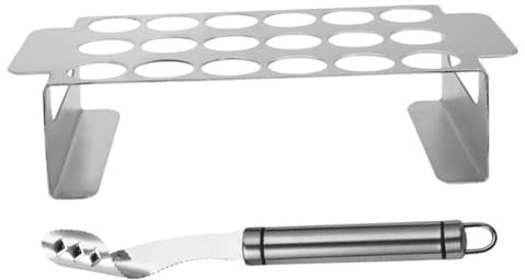 OFFSCH Juego de Utensilios de Acero Inoxidable para Barbacoa con Soporte para Pimienta y Descorazonador de Chiles, Diseño Multifuncional para Cocina y Barbacoa