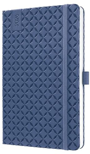 SIGEL J6101 Wochenkalender 2026 A5 blau, Hardcover, Gummiband, Stiftschlaufe, Einstecktasche, 174 Seiten, vegan, Buchkalender, Terminplaner Taschenkalender Jolie