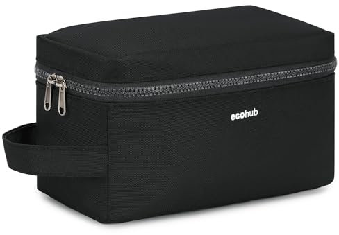 ECOHUB Kulturbeutel für Herren, Wasserdicht Reise-Kulturtasche, Waschtasche mit Trocken-/Nasstasche, Kosmetiktasche Herren Mit Doppelreißverschluss, Patent Angemeldet(Schwarz)