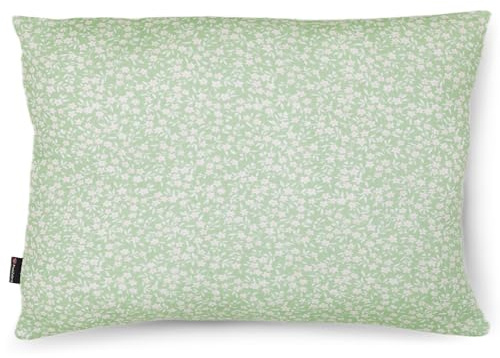 PinkZebra Bio-Musselin Kissenbezug 25 x 50 cm für Kinder & Erwachsene, weicher Kopfkissenbezug GOTS-Zertifizierung, Kissenhülle mit Reißverschluss, Made in EU, Blumen Grün