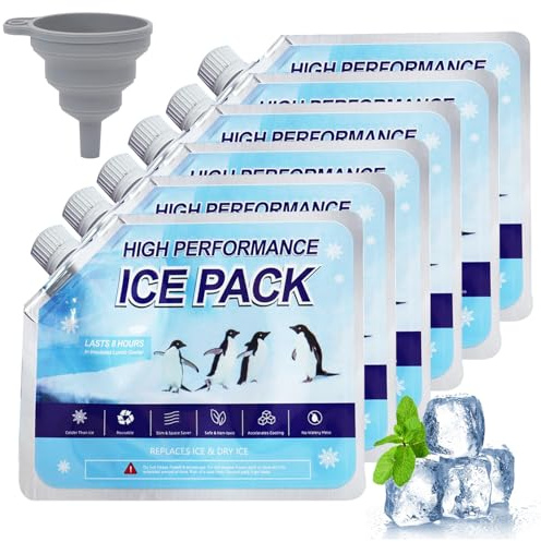 TaimeiMao 6 pcs Ice Pack Premium Kühlakkus, Kühlbox, Kühlrucksack, Wiederverwendbar, Hochleistungsfähig Kühlelemente, kühlpack, für Reisen und Camping, um Lebensmittel, Getränke kalt zu halten