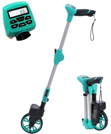 KATSU Tools Digital Distance Measuring Wheel 99999.9m with LCD Display, Aluminum Alloy Foldable Handle, 159mm Dia. Trundle Wheel and Storage Bag, for Road Land Surveyors