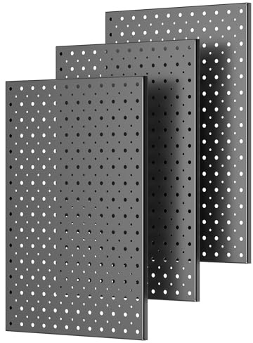Pegboard Smith Metall-Stecktafeln, 40,6 x 30,5 cm, robuste Wand-Stecktafeln für Garage, Werkzeugaufbewahrung, Stecktafel-Organizer-System (3 Stück, schwarz)