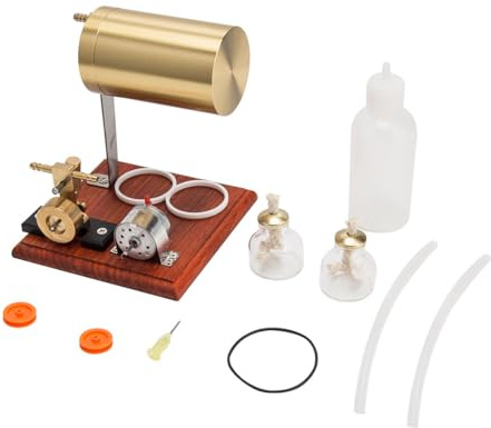 ENGINEMECH Mini générateur de machine à vapeur en métal - Modèle à vapeur fonctionnel avec production d'électricité - Jouet éducatif et cadeau idéal pour les fans de technologie et les collectionneurs