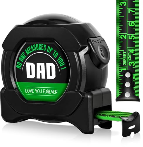 SunmeiTrad Gifts for Fathers Day Dad Gifts, Personalised Christmas Birthday Anniversary Presents for Dad from Daughter, Son Tape Measure（7.5M/25FT-Black）