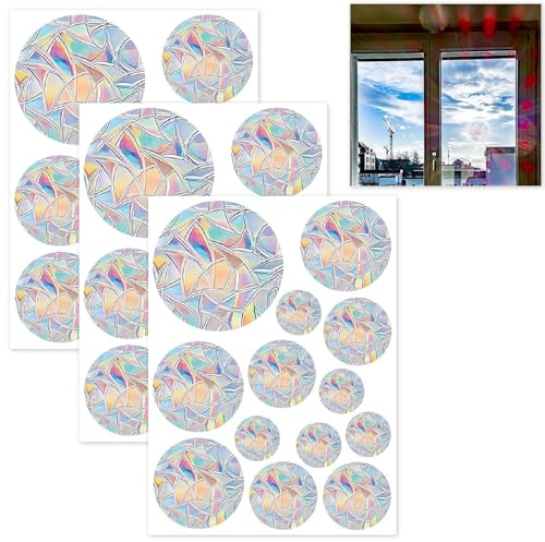 Bangbobi Autocollants pour fenêtres, Pare-Soleil pour fenêtres et Protection Contre Les Oiseaux Autocollants pour fenêtres – décoration de fenêtres avec Film Arc-en-Ciel, décoration de fenêtres
