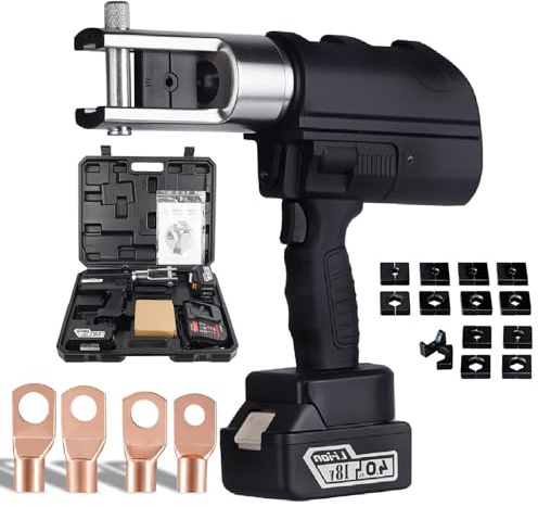 Electric Hydraulic Crimping Tool Kit, Hydraulic Cable Lug Crimper Pliers with 10/11 Dies, 60KN Hydraulic Wire Crimper for Professional and DIY Use