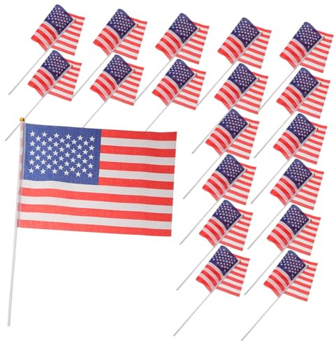 Hemobllo 20pièces Petit Drapeau Américain Sur Bâtonnet Lot De Drapeaux Américains Pour Décoration Fête Du Juillet Pour Extérieur