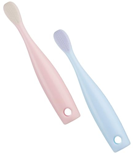 Ipetboom 2stücke Zahnpflege-zahnbürste für Kleinkinder mit Borstendesign Extra Weichen Borsten Reiseetui und Schlankem Griff für Mundhygiene