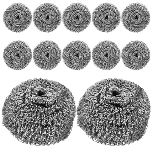 HAMPPLIES 50pcs Clean Steel Wool Pot Scrubbers Steel Brush for Cleaning Strong Wire Scrubber Strong Dish Wire Kitchen Dish Ball Silver