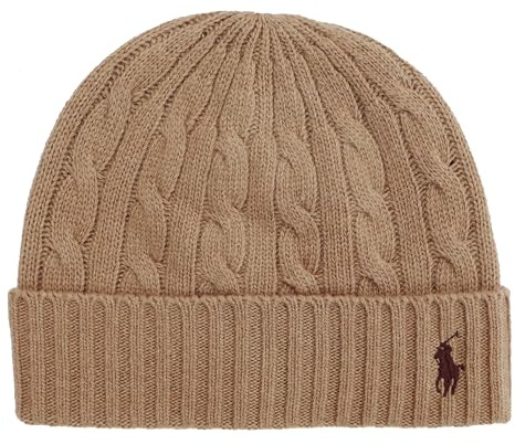 Ralph Lauren Strickmütze Mütze Classic Cable Beanie Zopfmuster Camel Khaki One Size
