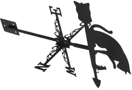 GALPADA Banderuola Segnavento Gatto Elegante e Funzionale in Acciaio Inossidabile Nero, Indicatore di Direzione del Vento Design Portatile per Decorazione Giardino Esterno