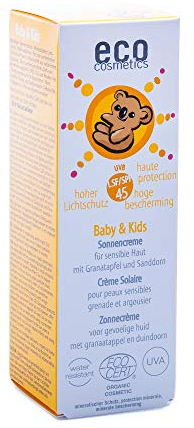 Eco Cosmetics Baby & Kids Sonnencreme LSF45-50 ml, wasserfest, vegan, Rezeptur ohne Mikroplastik, Zertifizierte Naturkosmetik für Gesicht und Körper