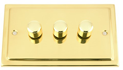 A5 10 Amp Light Dimmer Switch 3 Gang 2 Way 400W - Polished Brass Victorian