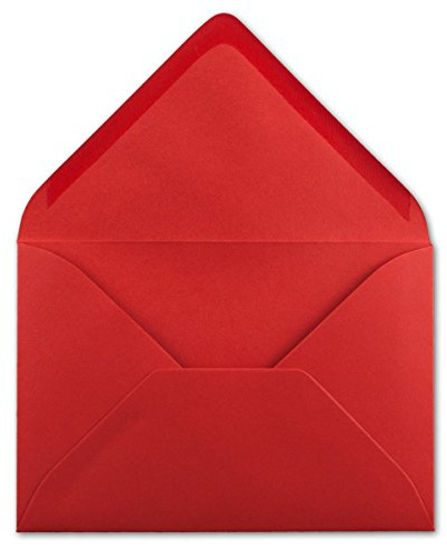 100 DIN C6 Briefumschläge Rot - 11,4 x 16,2 cm - 120 g/m² Nassklebung Brief-Hüllen ohne Fenster für Einladungen von Ihrem Glüxx-Agent