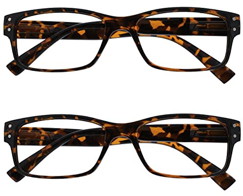 The Reading Glasses Company Die Lesebrille Unternehmen 2er-Pack Herren Braune Schildpatt Groß Designer Stil Leser Federscharniere RR11-2 +2,50