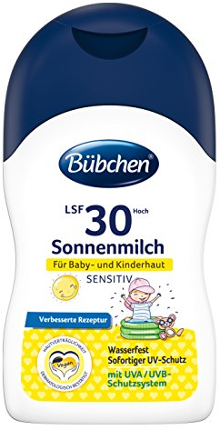 Bübchen Sensitive Sonnenmilch LSF 30, wasserfest, Sonnenschutz für empfindliche Babyhaut, hoher UV-Schutz für Kinder und Babys, Menge: 1 x 150 ml