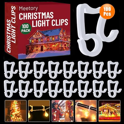 Meetory 100 Stück Dachrinnenhaken für Lichterketten, Mini Dachrinnenhaken, Lichterketten Halterung Dachrinne für Weihnachten Außen Dekorativer Lichter