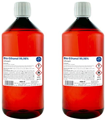 Kamin-Ethanol 99,98% Alkohol-Gehalt, wasserfrei I 2 x 1000 ml