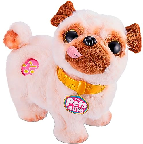 Pets Alive Zuru 9521 - Poppy The Booty Shakin Pug, Pug de Felpa, Mueve la Cabeza y el Trasero Gira, Toca 3 Bonitas Canciones