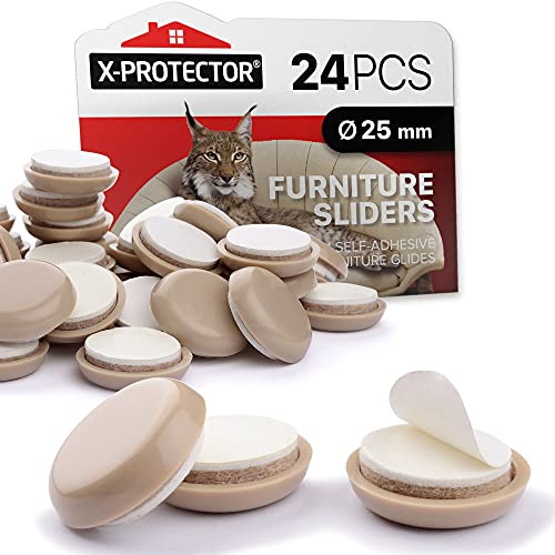 Furniture Sliders 24pcs 25mm X-PROTECTOR - Furniture Glides Carpet Sliders | Best Furniture Moving Pads - Premium Chair Leg Floor Protectors - Slide Effortlessly with Chair Pads & Protect Your Floor!