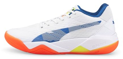 PUMA Eliminate Power Nitro, blandad inomhussko, Puma Vit Mykonos blå gul varning neon citrus, 42.5 EU