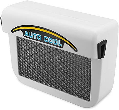 Riloer Car Solar Fan, Power Exhaust Air Cooler Air Conditioner, Solar Powered White Portable Cooling Fan