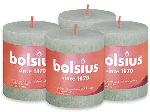 Bolsius - Rustikales Licht - Hellgrün - 8cm - 4 Stück