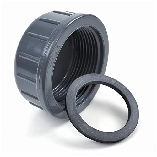 PVC Gewindekappe | PVC Gewindestopfen | 1/2 Zoll - 2 Zoll | Innengewinde | Außengewinde | PN 10 | (Gewindekappe IG, 3/4 Zoll), Grau