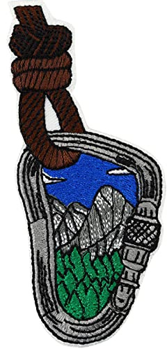 Écusson Thermocollant Patch Mousqueton Escalade | Patch Appliqué brodé pour l'escalade | Badge d'escalade dans les Alpes à coudre sur l'équipement d'escalade | 100x45mm